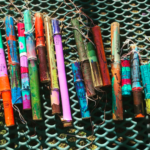 students painted bamboo wind chimes