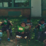 students learn outdoors