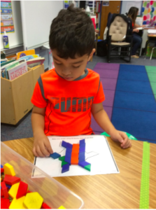 Kindergarten student finds shapes