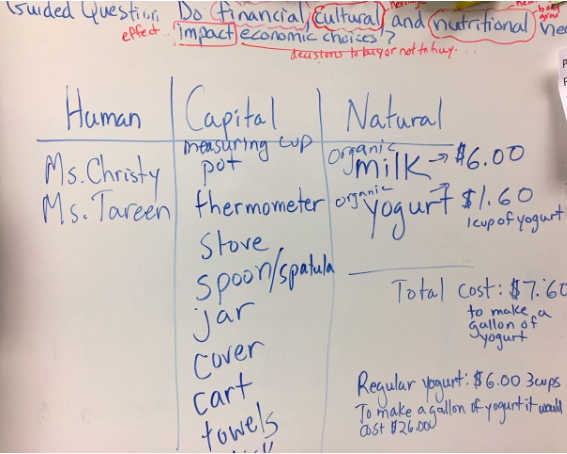 les élèves comparent les ressources humaines, en capital et naturelles
