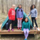girls by tent at outdoor lab