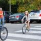 students riding bikes to school