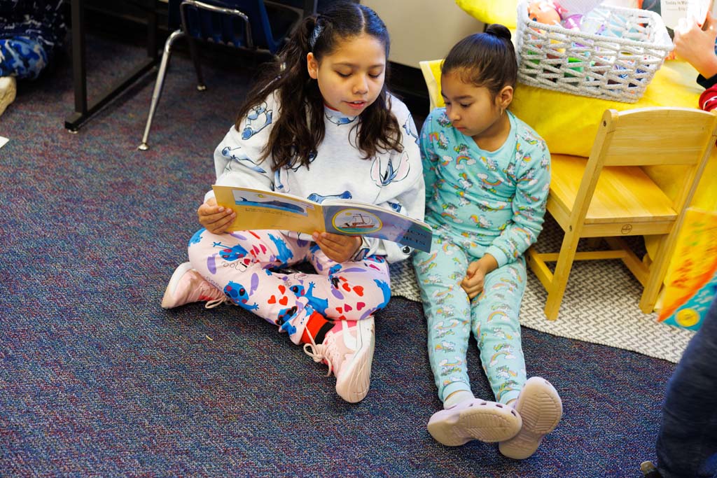 students reading together