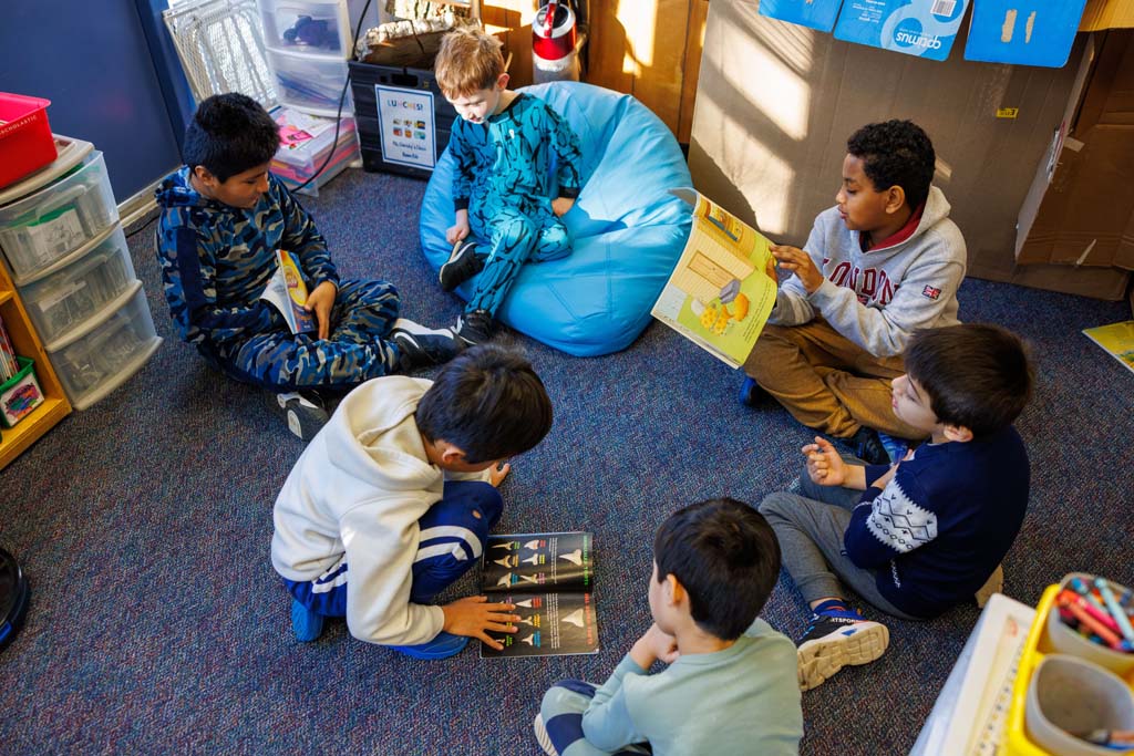 students reading together