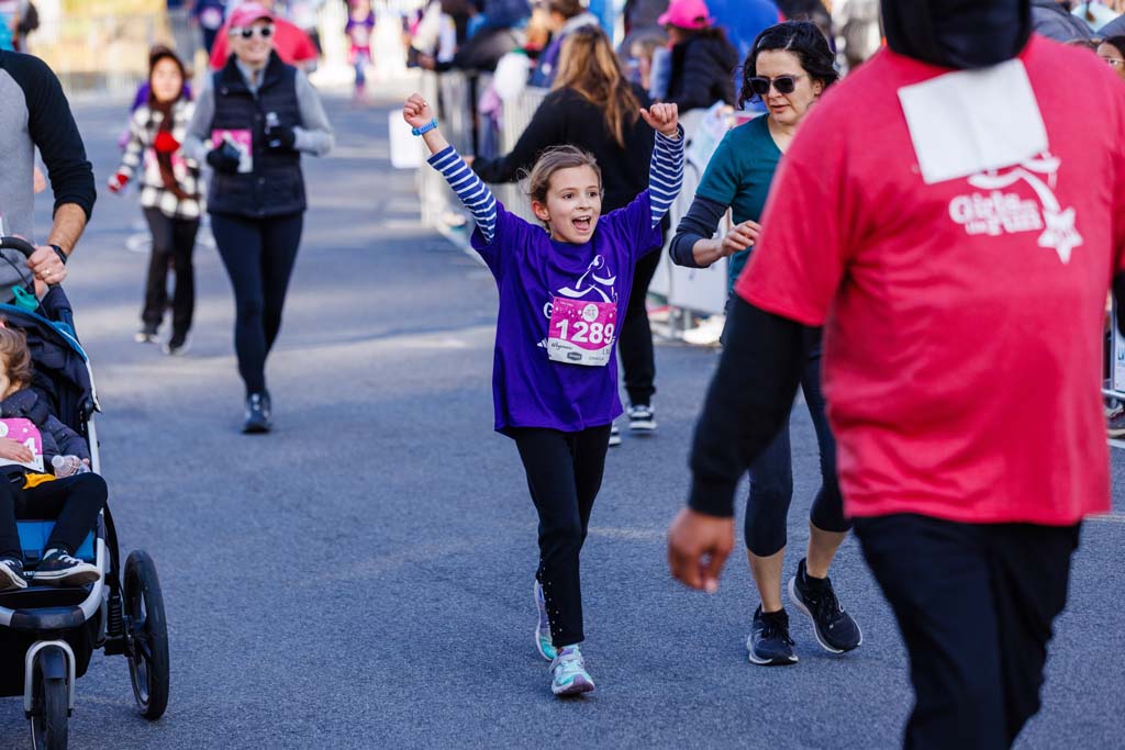 children and adults running