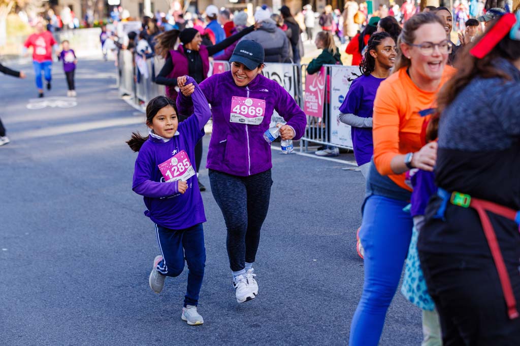 children and adults running