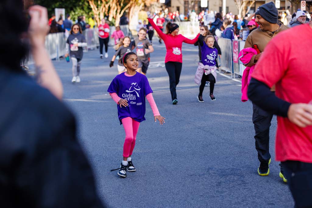 children and adults running