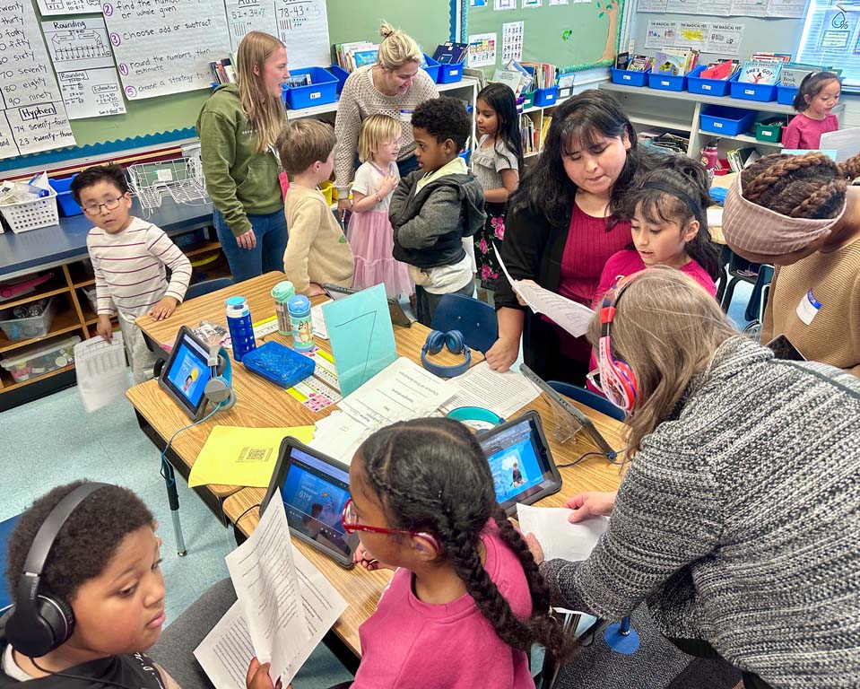 students presenting work