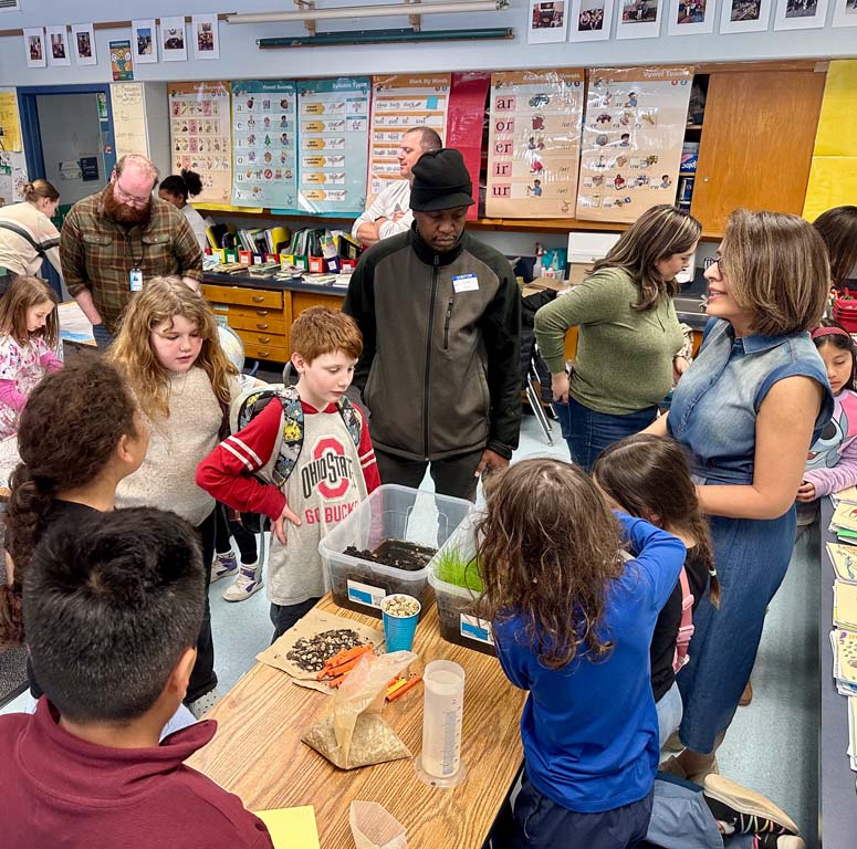 students presenting work