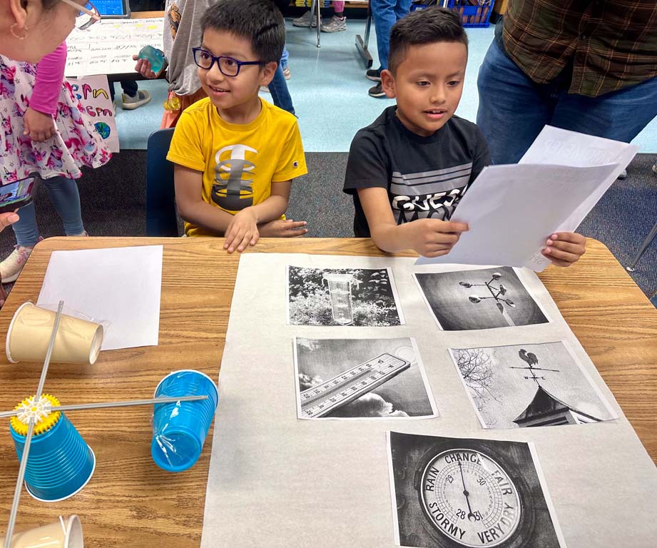 students presenting work