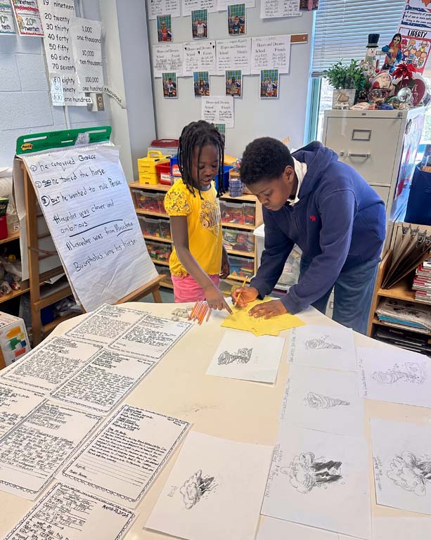 students presenting work