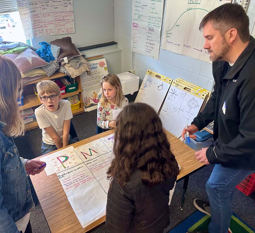 students presenting work