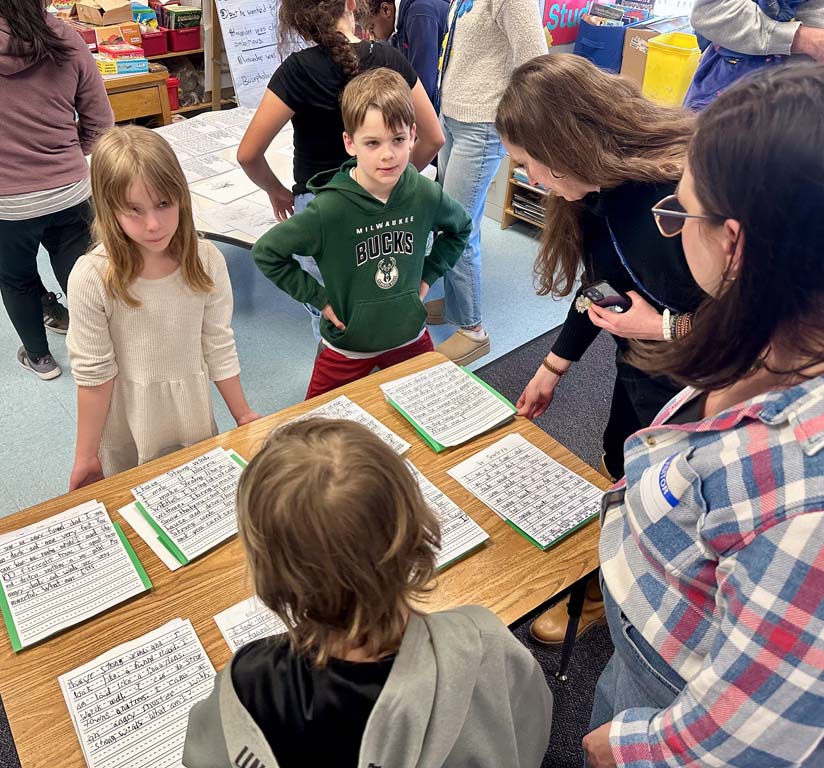 students presenting work