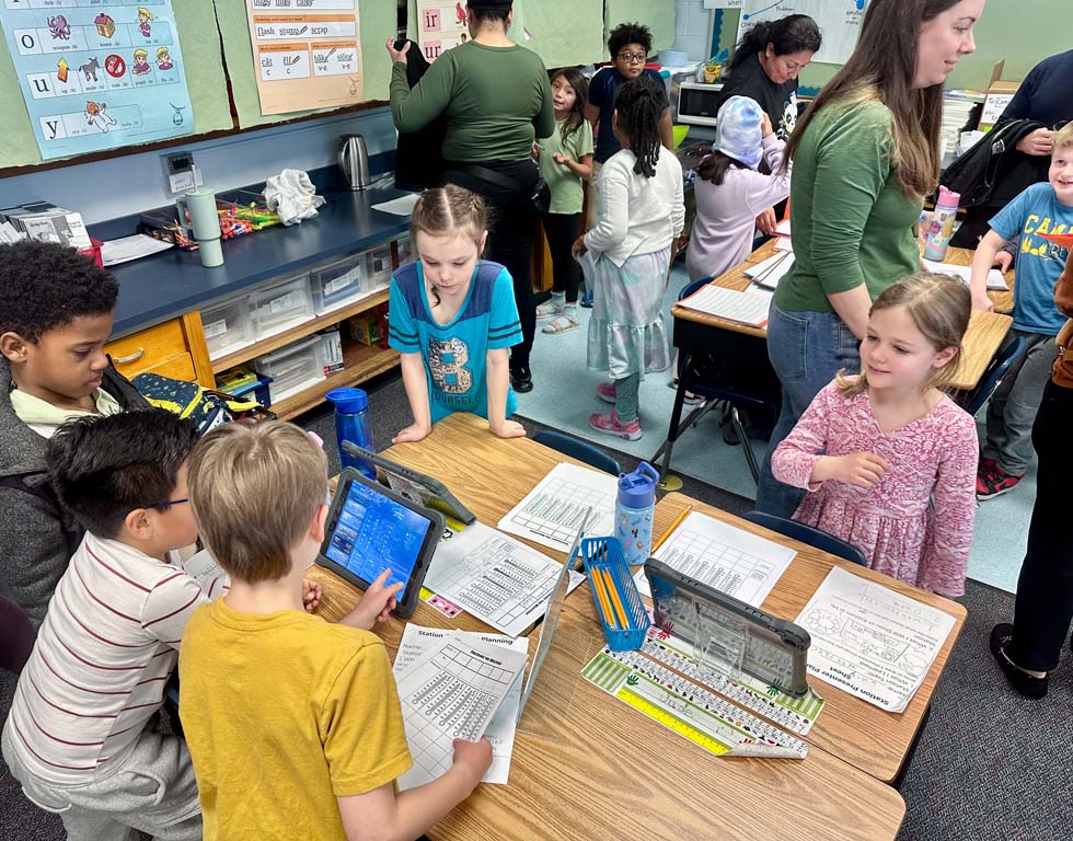 students presenting work