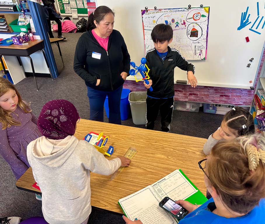 students presenting work