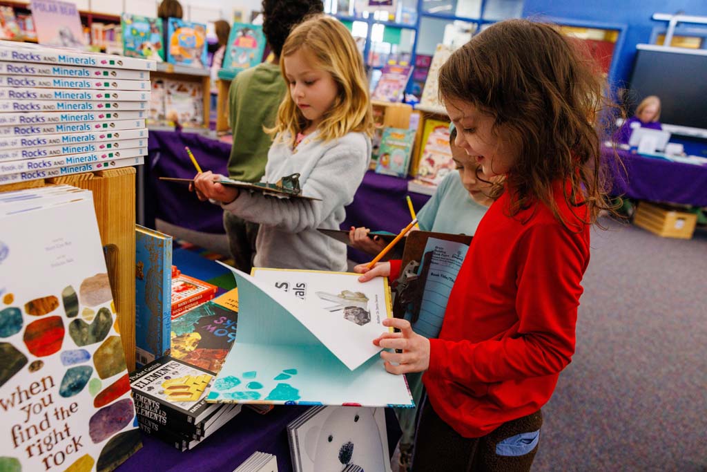 students browsing book fair