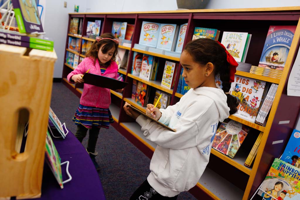 students browsing book fair