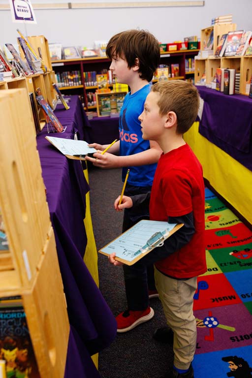 students browsing book fair