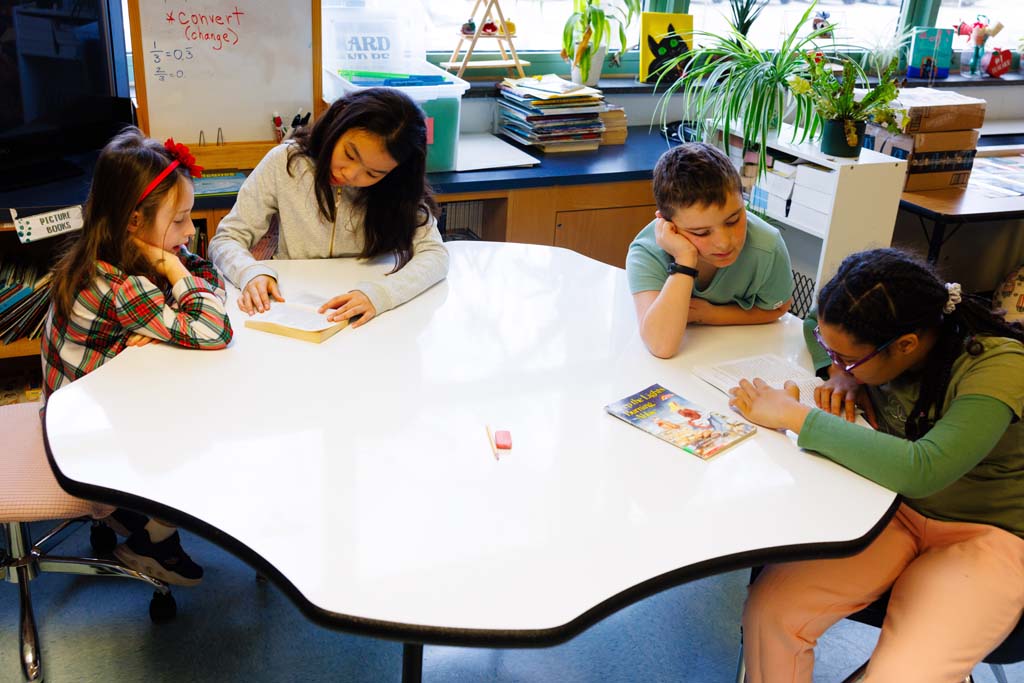 students reading together