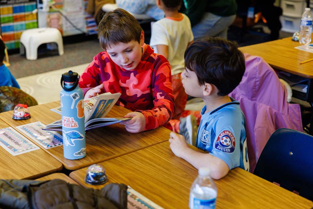 students reading together