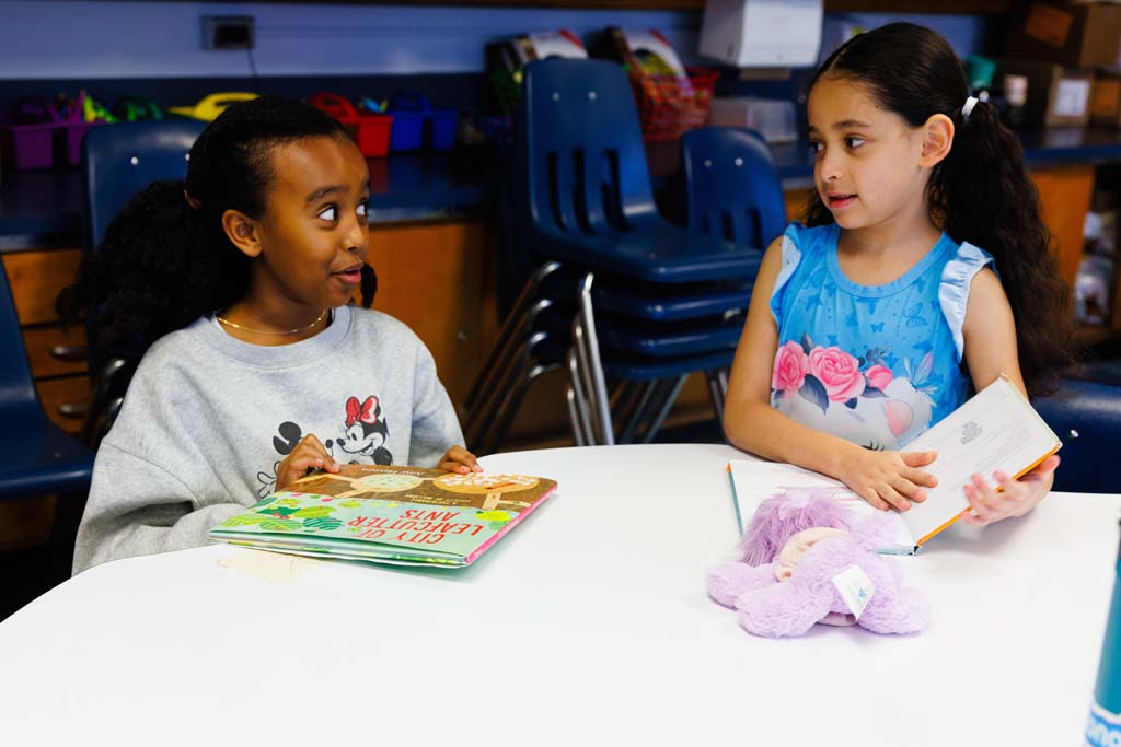 students reading together