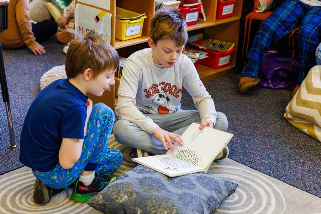 students reading together