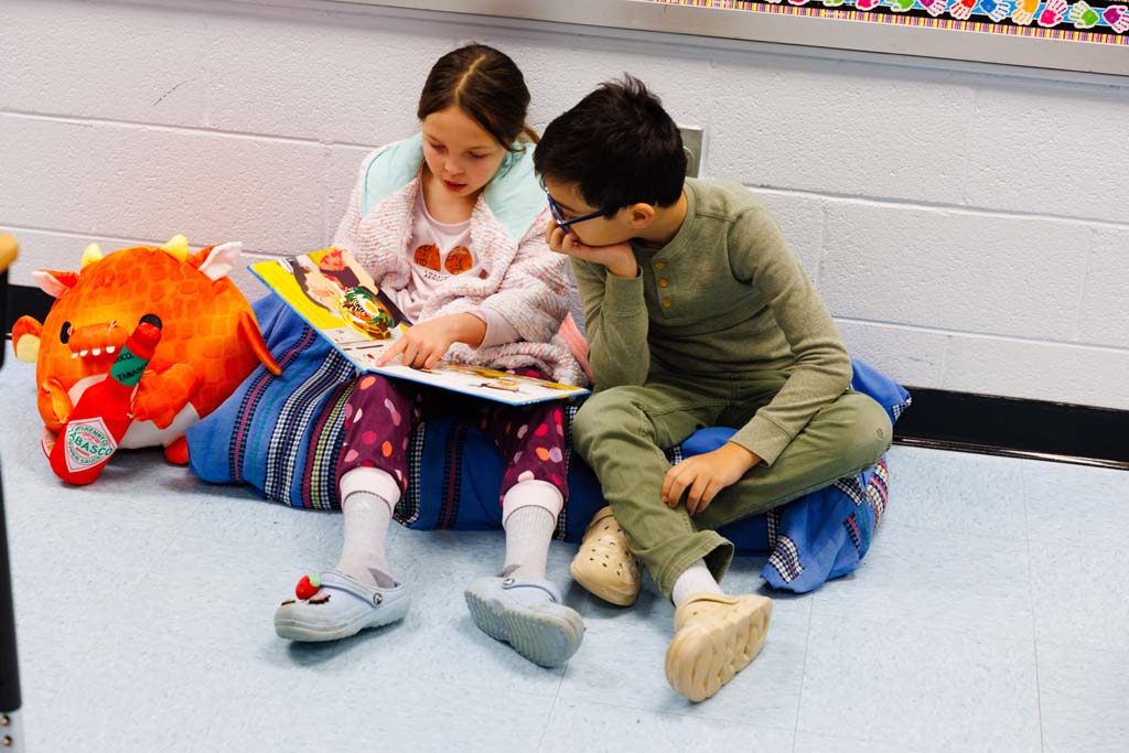 students reading together