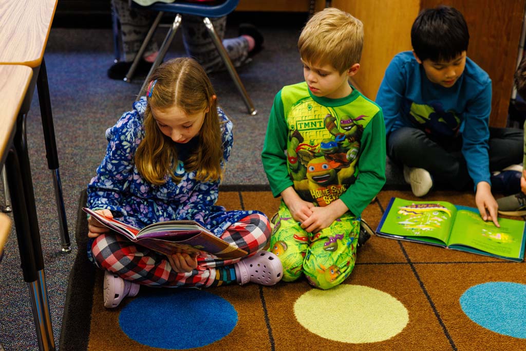 students reading together