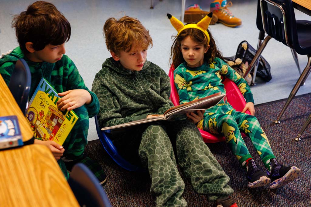 students reading together