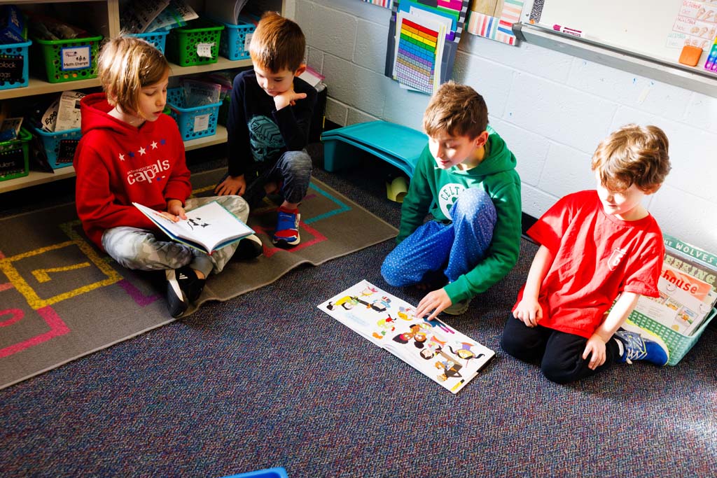 students reading together