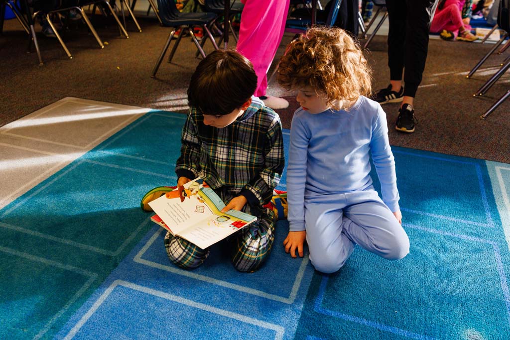 students reading together