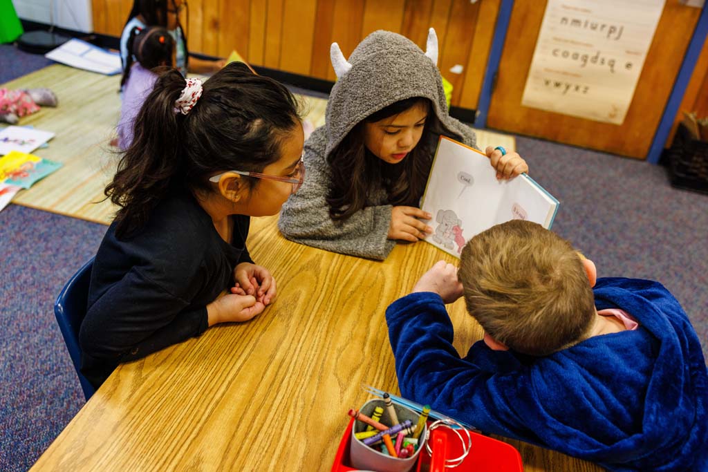 students reading together