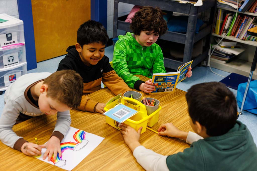 students reading together