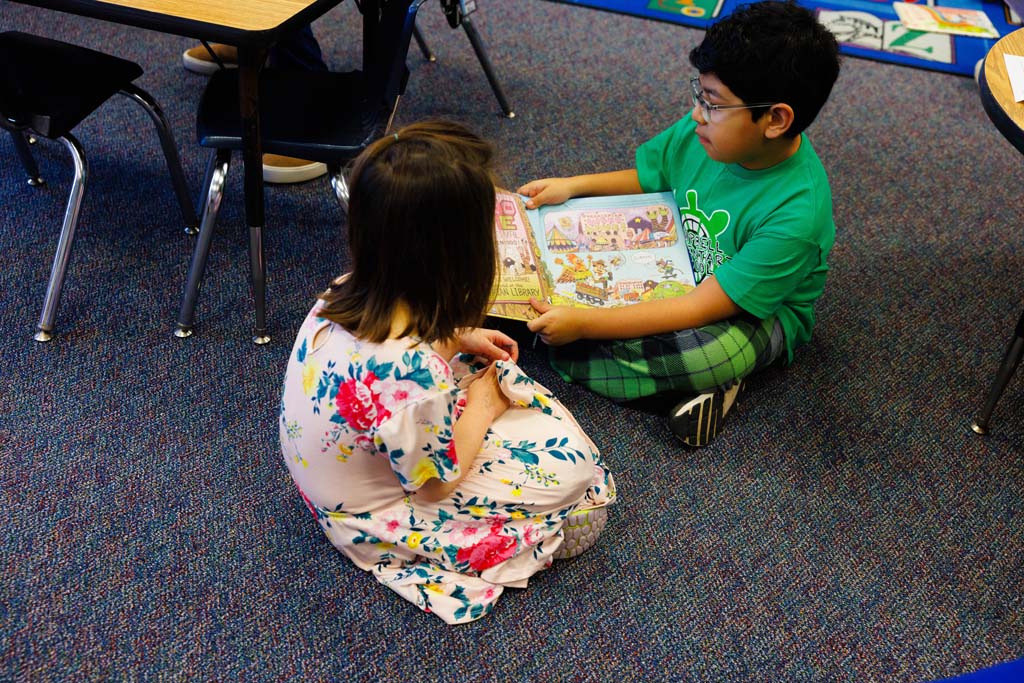 students reading together