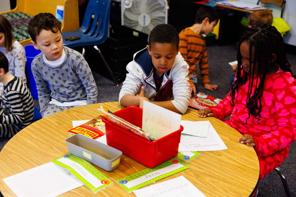 students reading together
