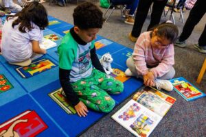 students reading together