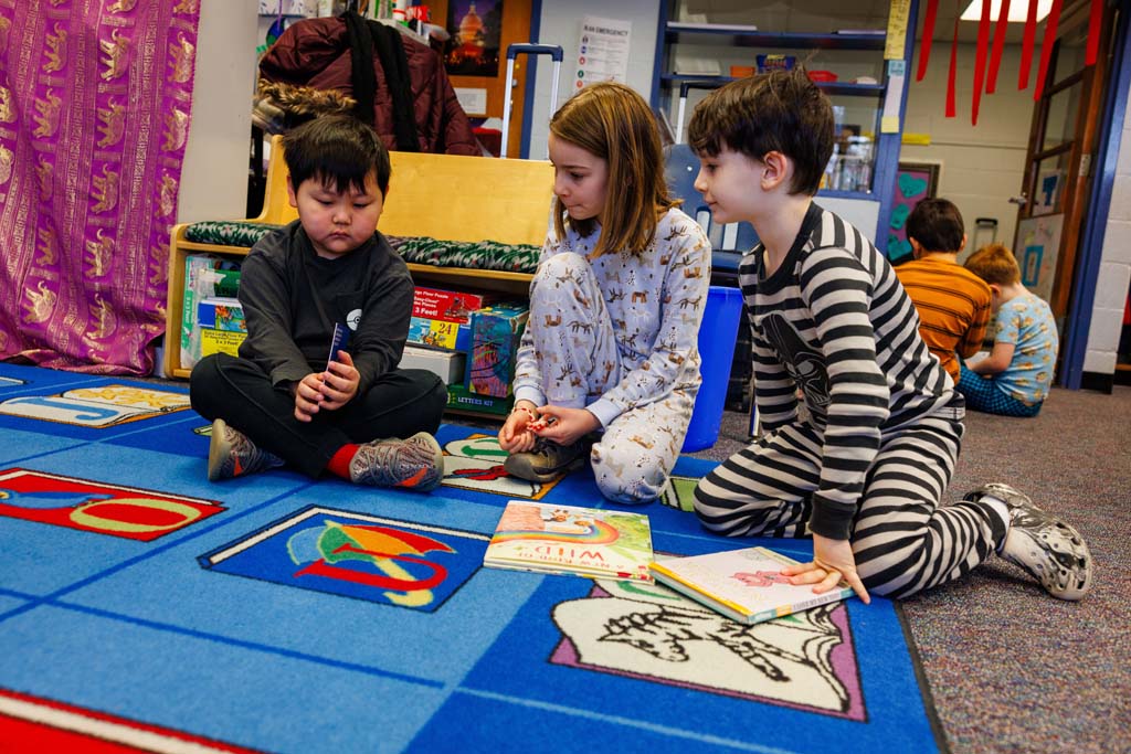 students reading together