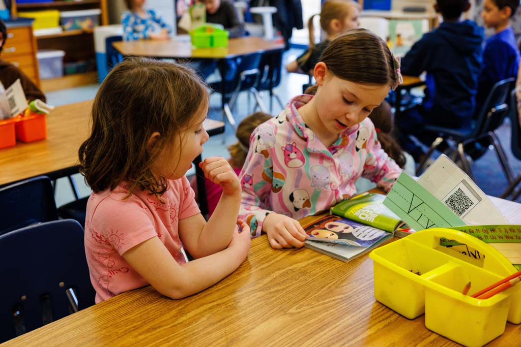 students reading together