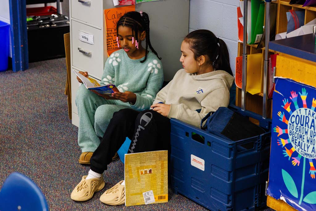 students reading together