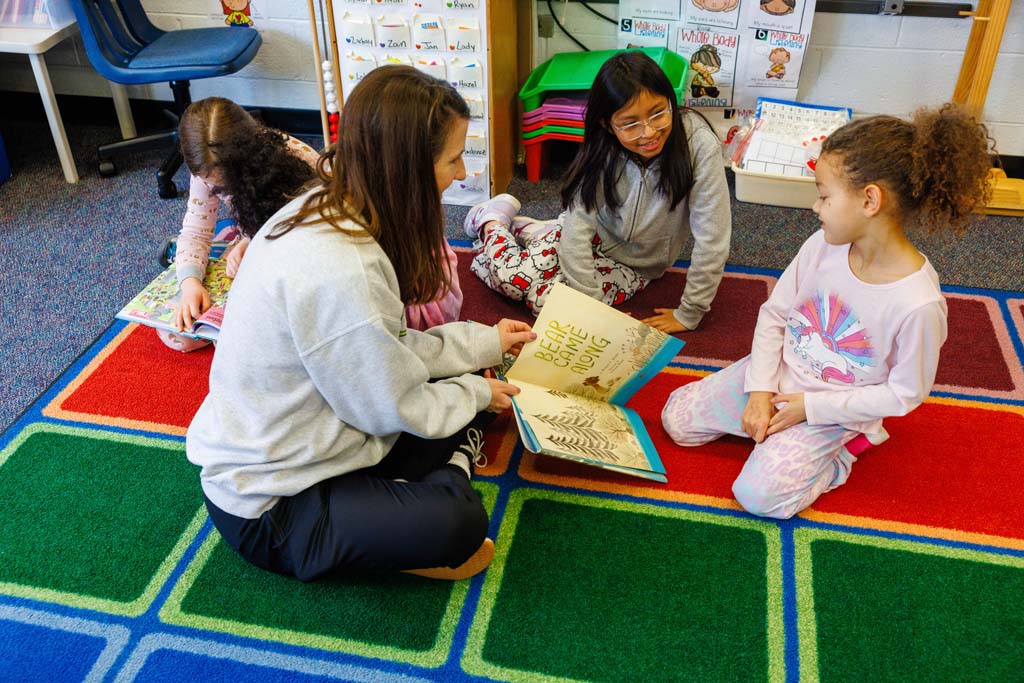 students reading together