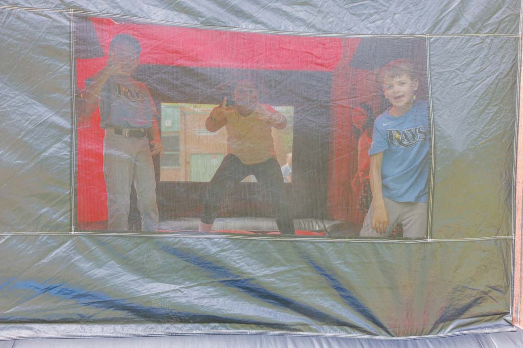 children on inflatable
