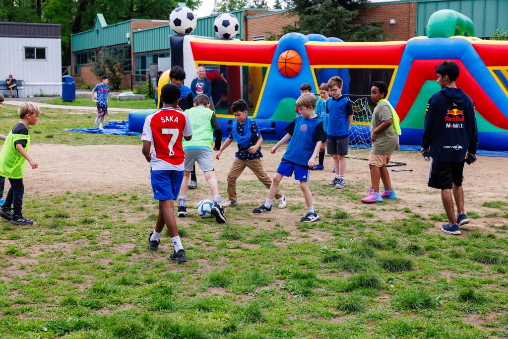 children playing soccer