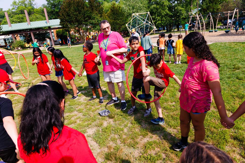 students playing on field
