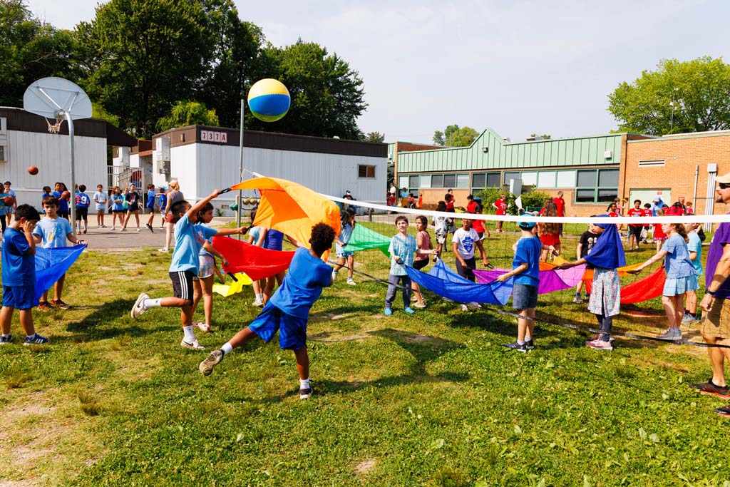 students playing on field