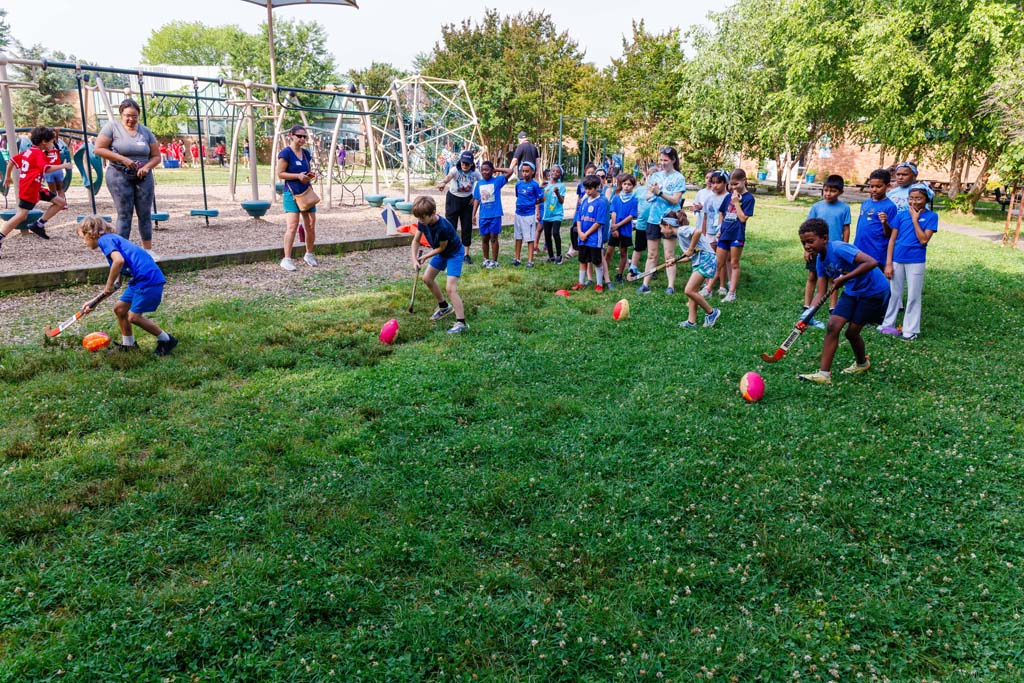 students playing on the field