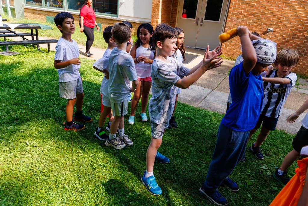 students playing on field