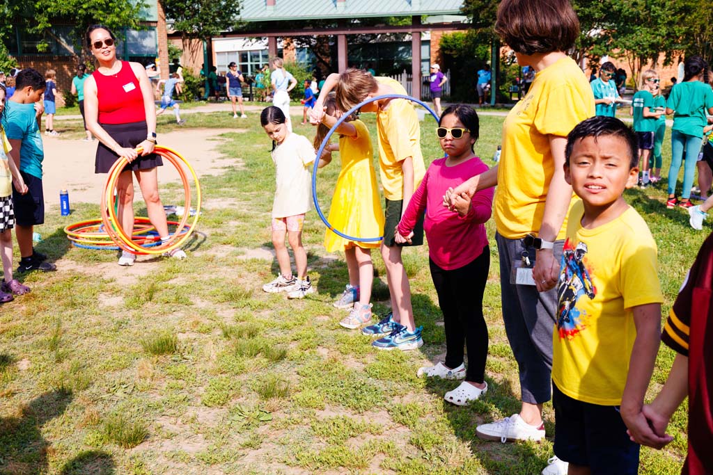students playing on field