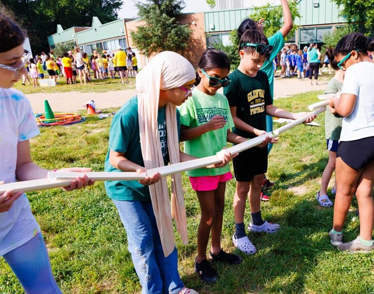 students playing on field