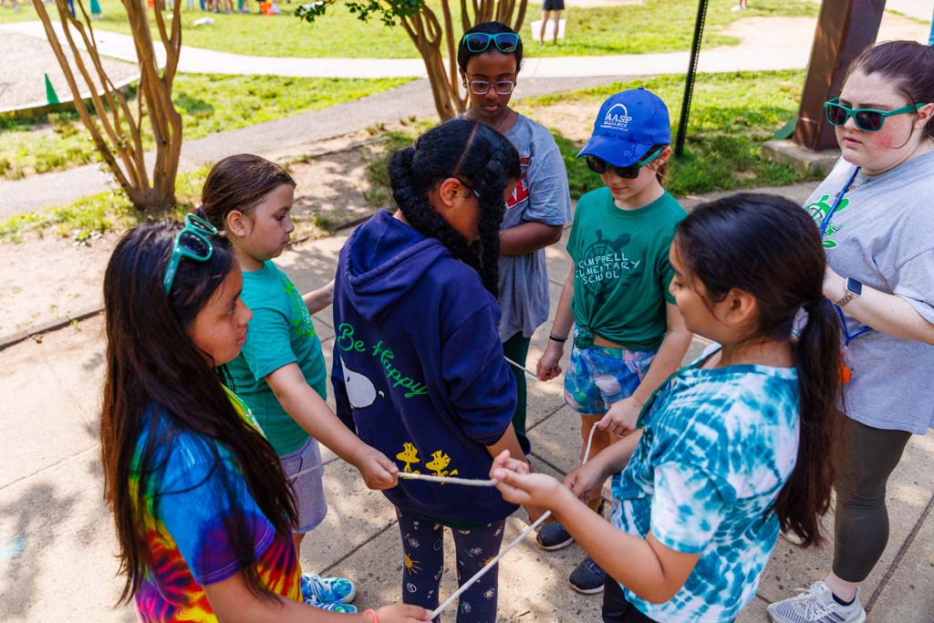 students playing on field