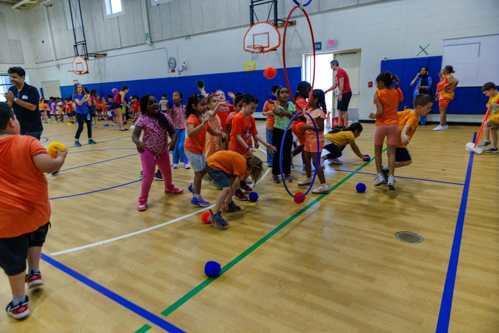 students playing in gym